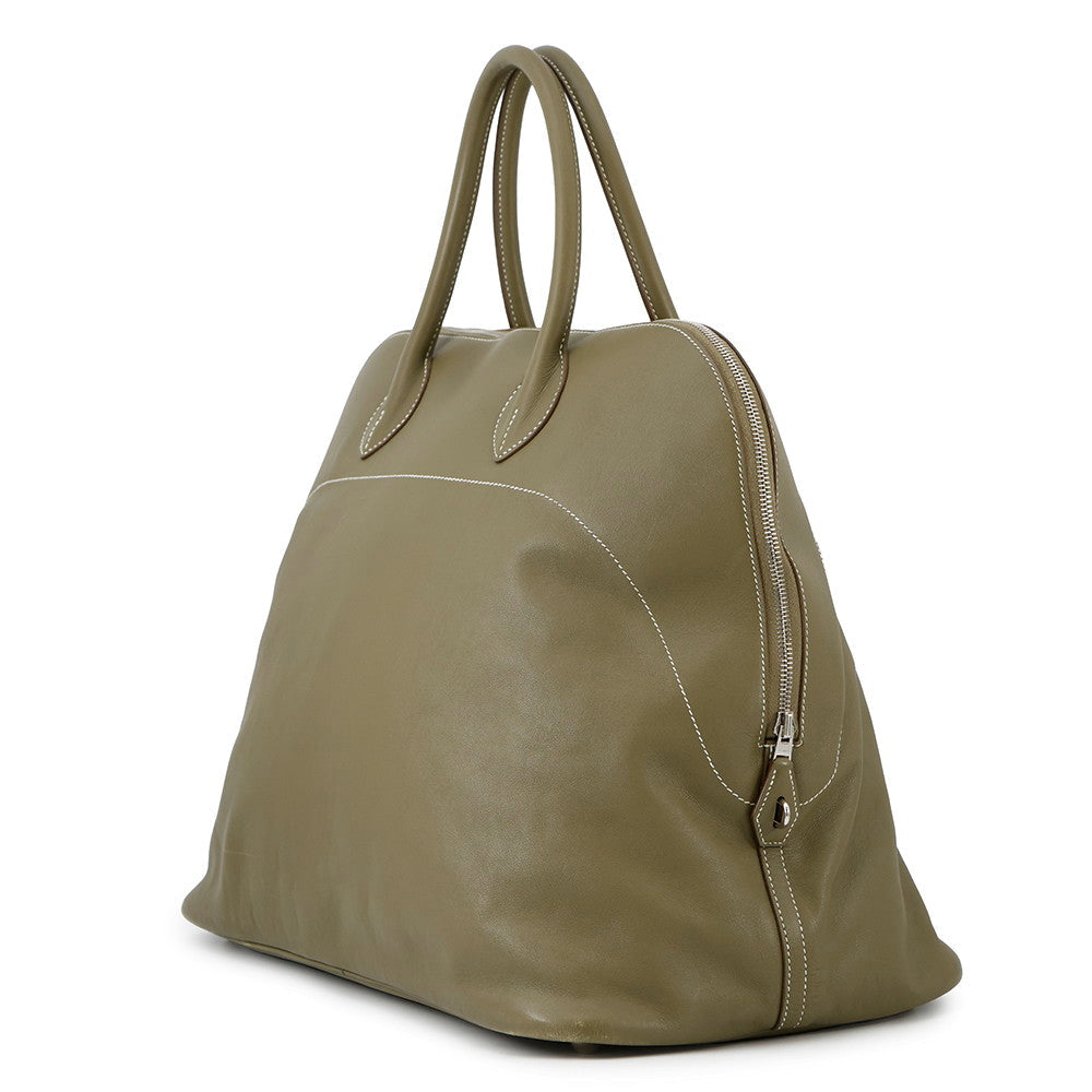 HERMES Bolide Relax Vert Gris Vaux Sikkim Leather Size 45