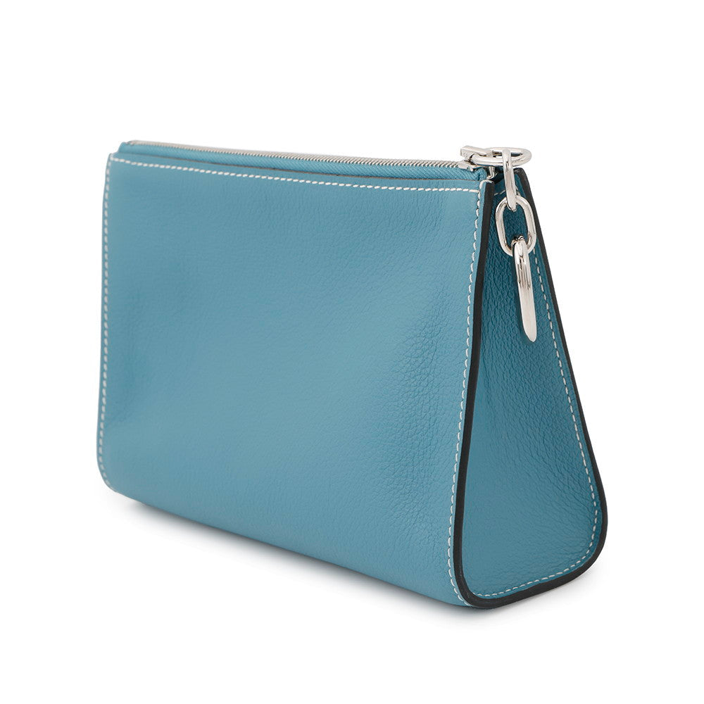 HERMES Zip Angor New Blue Jean Evercolor Size PM