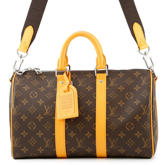 LOUIS VUITTON Keepall Bandouliere Saffron YellowM13201 Monogram Macassar Canvas Size 35