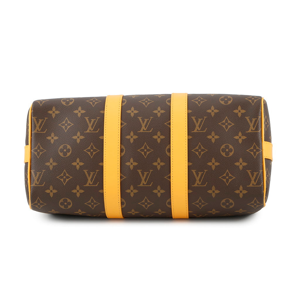 LOUIS VUITTON Keepall Bandouliere Saffron YellowM13201 Monogram Macassar Canvas Size 35