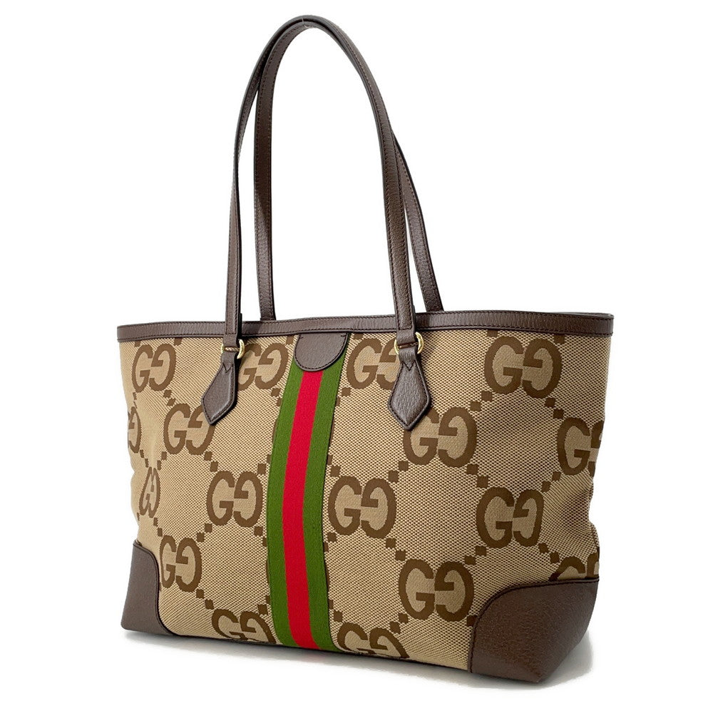 GUCCI Ophidia Jumbo GG Tote Bag Beige/Brown631685 Canvas Leather Size Medium