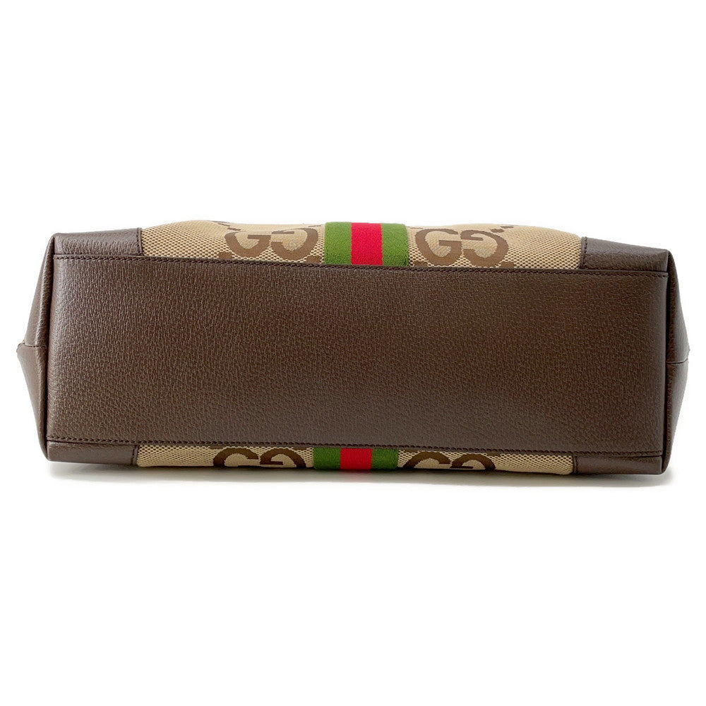 GUCCI Ophidia Jumbo GG Tote Bag Beige/Brown631685 Canvas Leather Size Medium