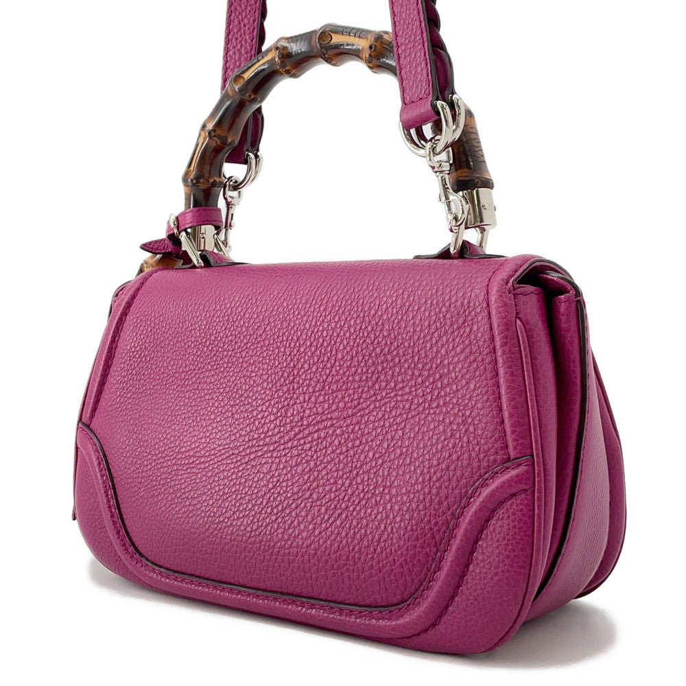 GUCCI Bamboo 2WAY Handbag Purple240242 Leather