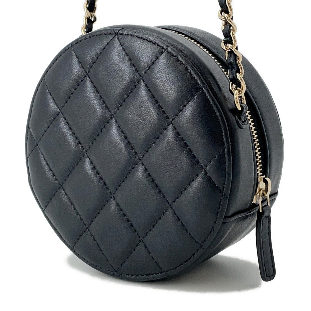 CHANEL Matelasse Round ChainShoulder Bag BlackA70657 Lambskin