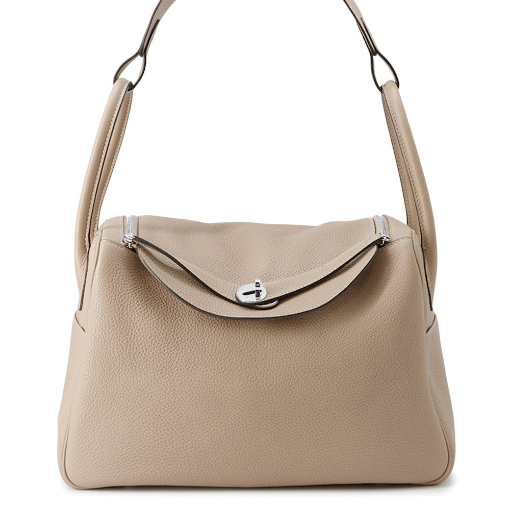 HERMES Lindy Gris Tourterelle Taurillon Clemence Size 34