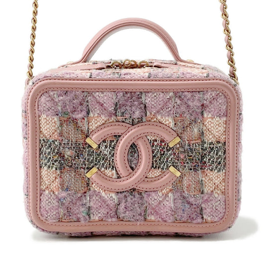 CHANEL CCFiligree vanity bag Pink/MulticolorA93342 Tweed Leather Size Small