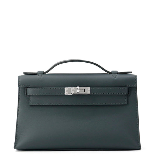 HERMES PochetteKelly Vert Mangrove Swift Leather