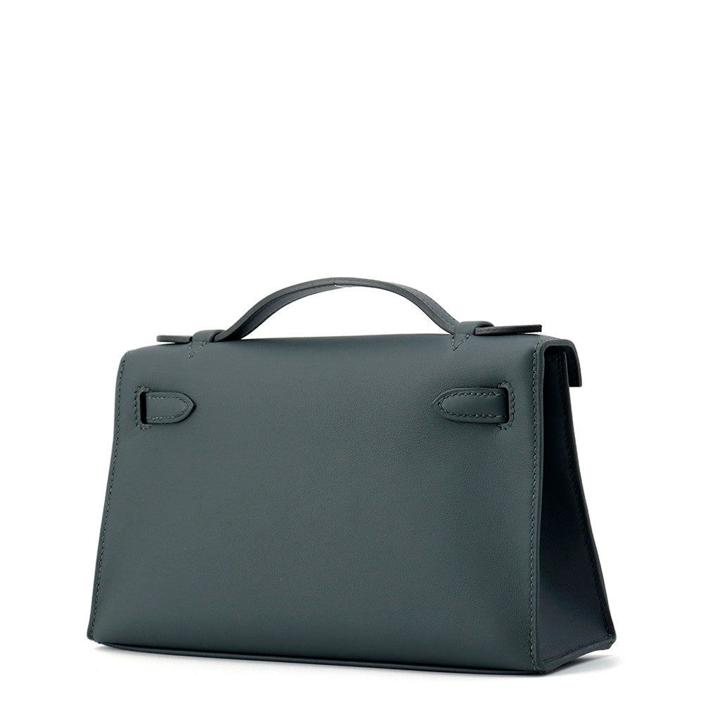 HERMES PochetteKelly Vert Mangrove Swift Leather