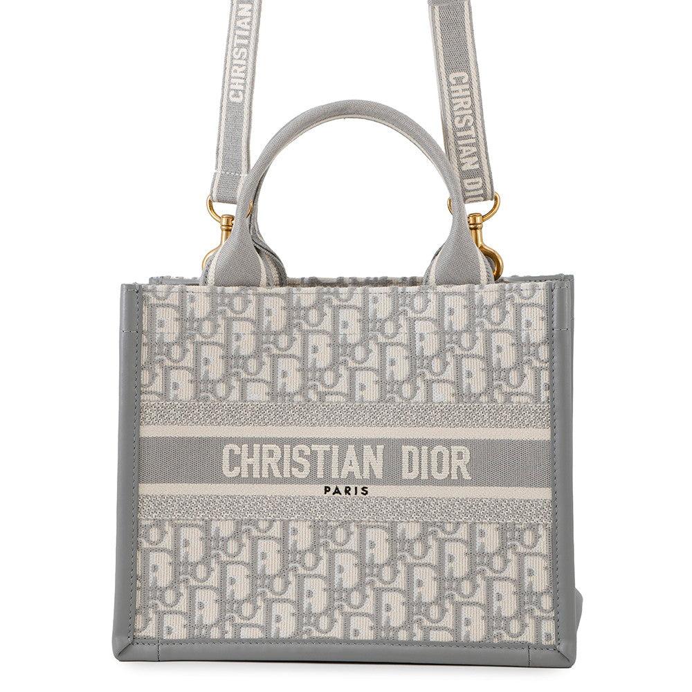 Dior Book Tote in Dior Oblique Embroidery GrayM1325CZBB_M20I Canvas Leather Size Small