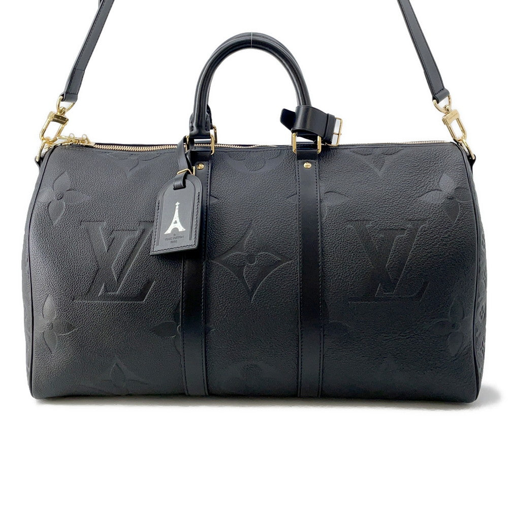 LOUIS VUITTON Keepall Bandouliere NoirM45532 Monogram Empreinte Leather Monogram Giant Size 45