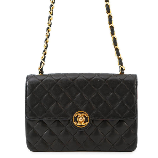 CHANEL Mini Matelasse Single Flap Black Lambskin