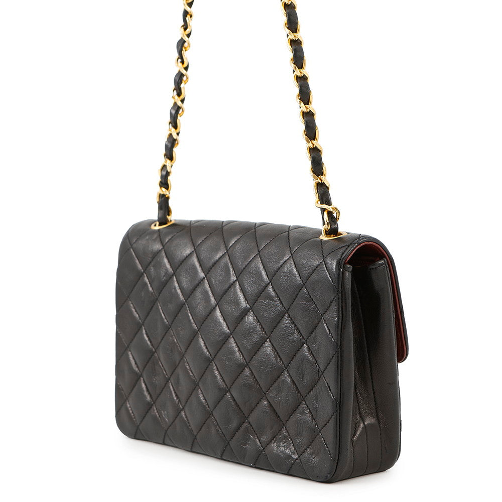 CHANEL Mini Matelasse Single Flap Black Lambskin