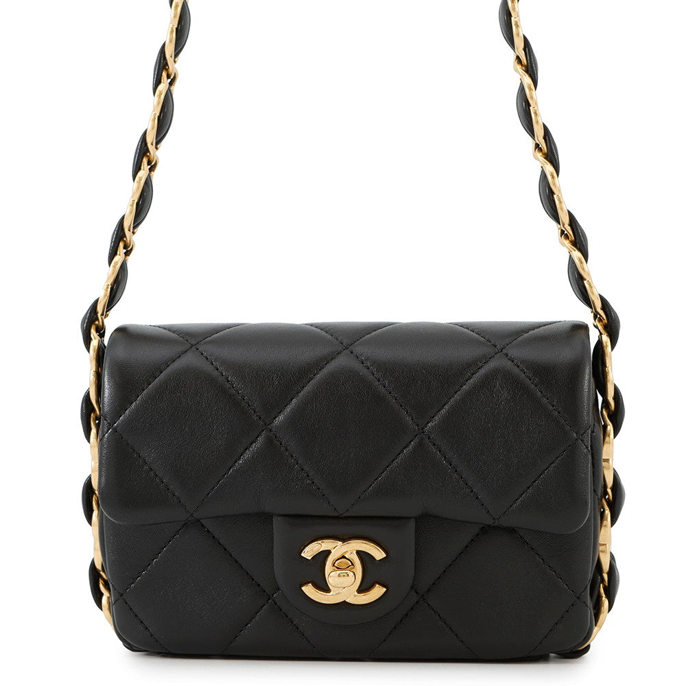 CHANEL Matelasse Small Flap Chainshoulder Bag BlackAS5174 Lambskin