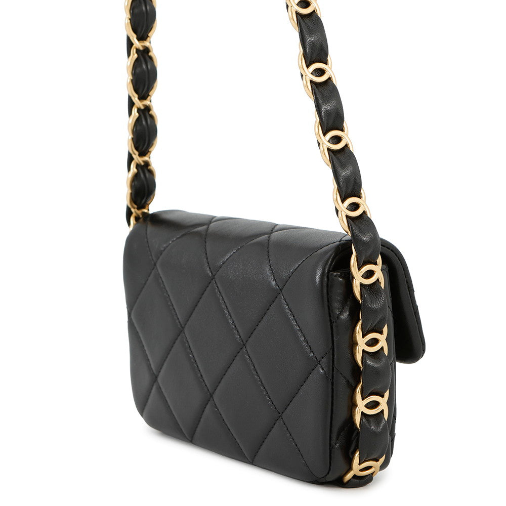 CHANEL Matelasse Small Flap Chainshoulder Bag BlackAS5174 Lambskin