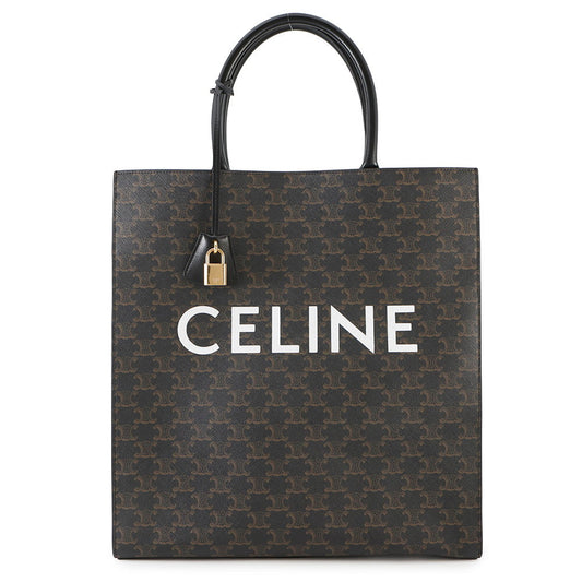 CELINE Triomphe Vertical Cabas Tote Black190972 PVC Leather