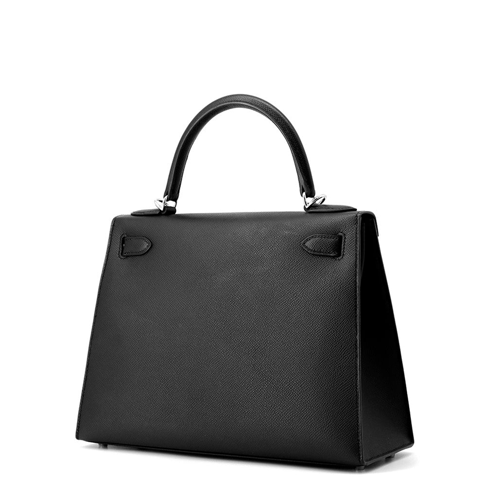 HERMES Kelly Sellier Black Epsom Size 28