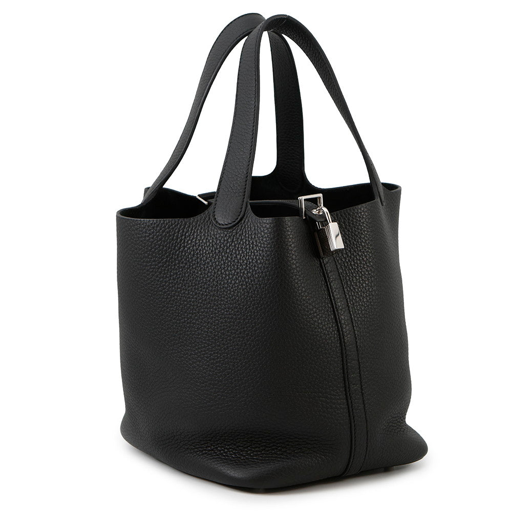 HERMES Picotin Lock Black Taurillon Clemence Size MM