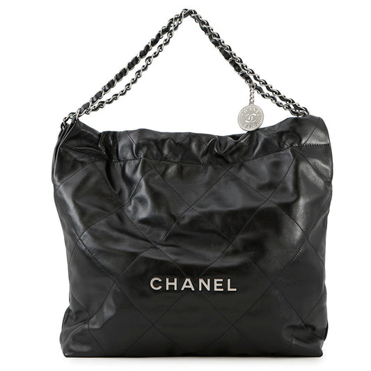 CHANEL CHANEL22 Handbag BlackAS3261 Shiny Calf Leather Size Small