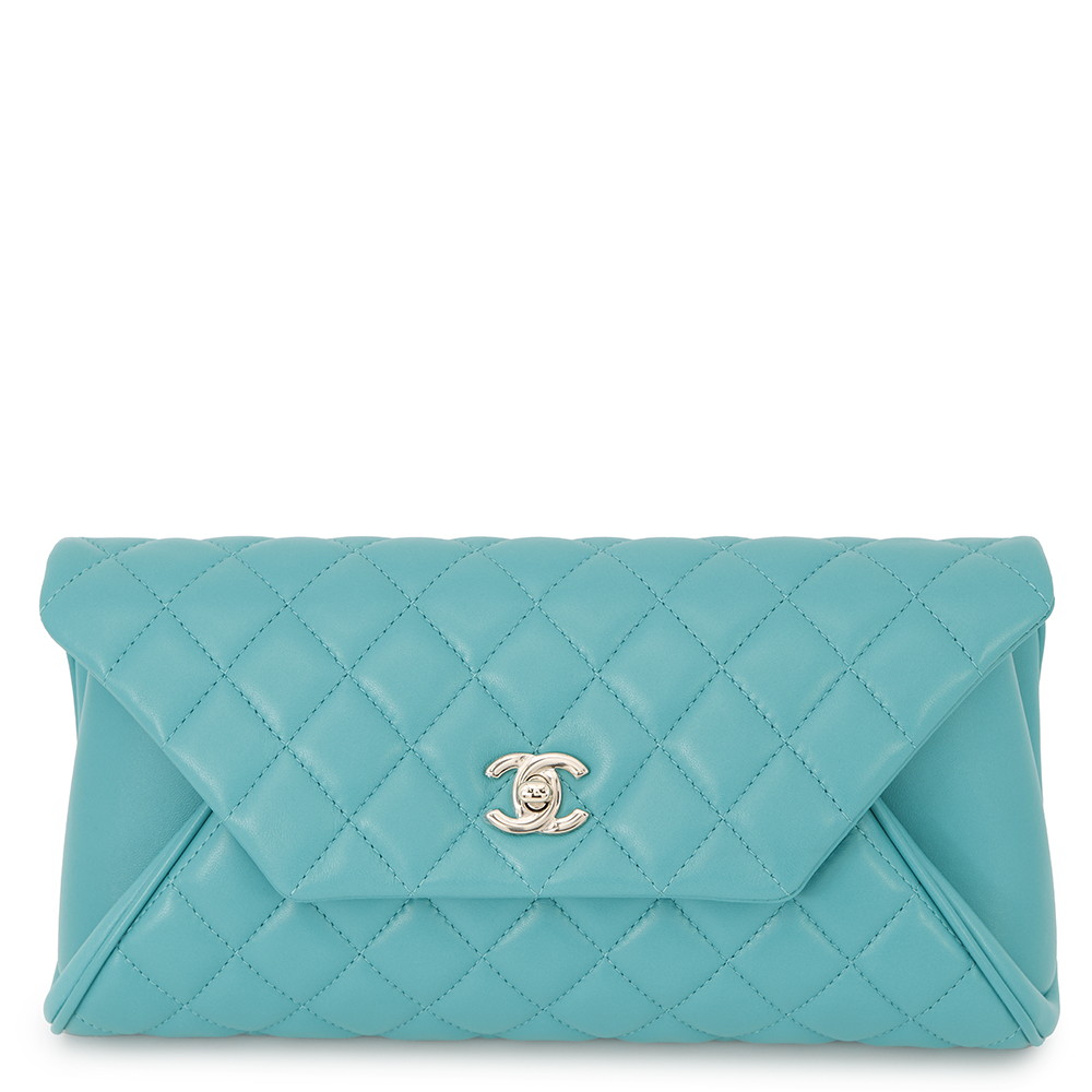 CHANEL Matelasse Clutch Bag TurquoiseA98558 Lambskin