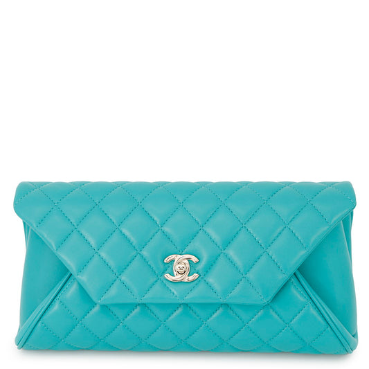 CHANEL Matelasse Clutch Bag TurquoiseA98558 Lambskin