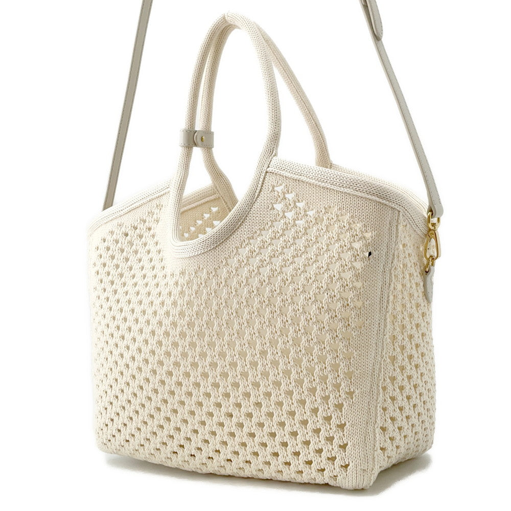 MIUMIU IVY logo tote White/Black5BG281 Cotton100%