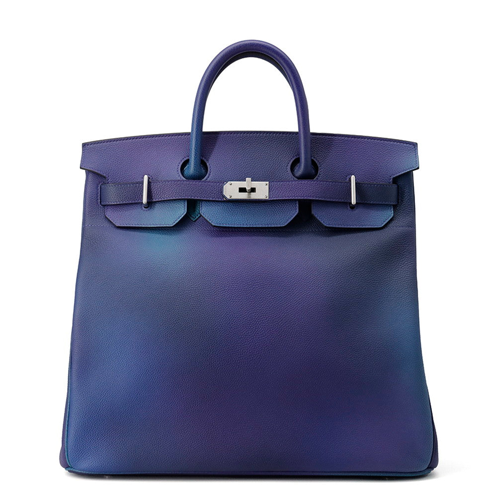 HERMES HAUT A COURROIES Cosmos Blue Nuit/VioletGradation Togo Leather Size 40