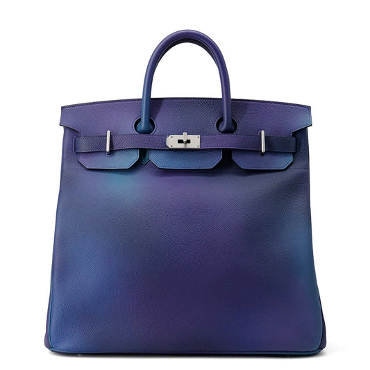 HERMES HAUT A COURROIES Cosmos Blue Nuit/VioletGradation Togo Leather Size 40