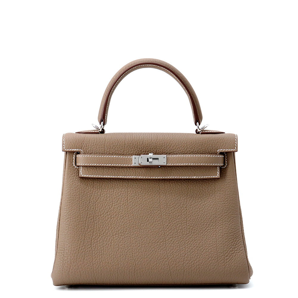HERMES Kelly Retourne Etoupe Togo Leather Size 25