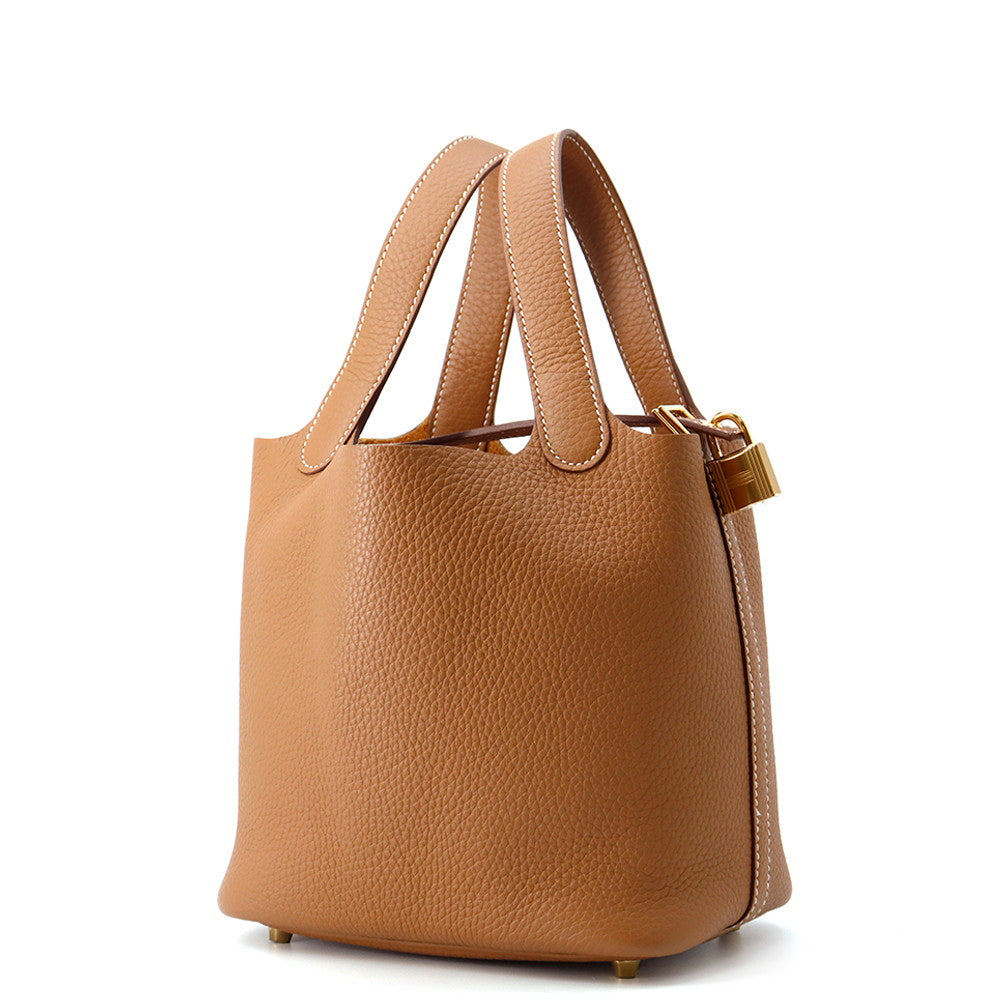 HERMES Picotin Lock Gold Taurillon Clemence Size PM