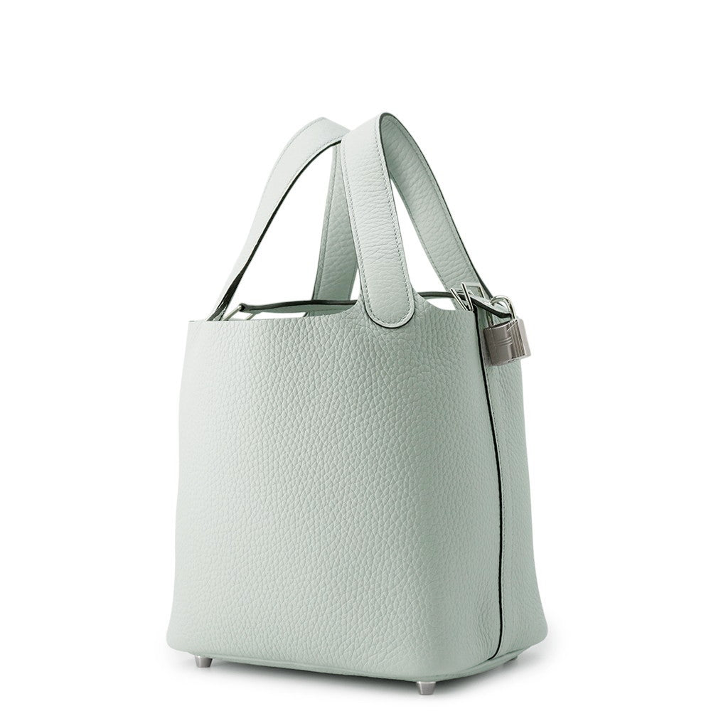 HERMES Picotin Lock Blue Pale Taurillon Clemence Size PM