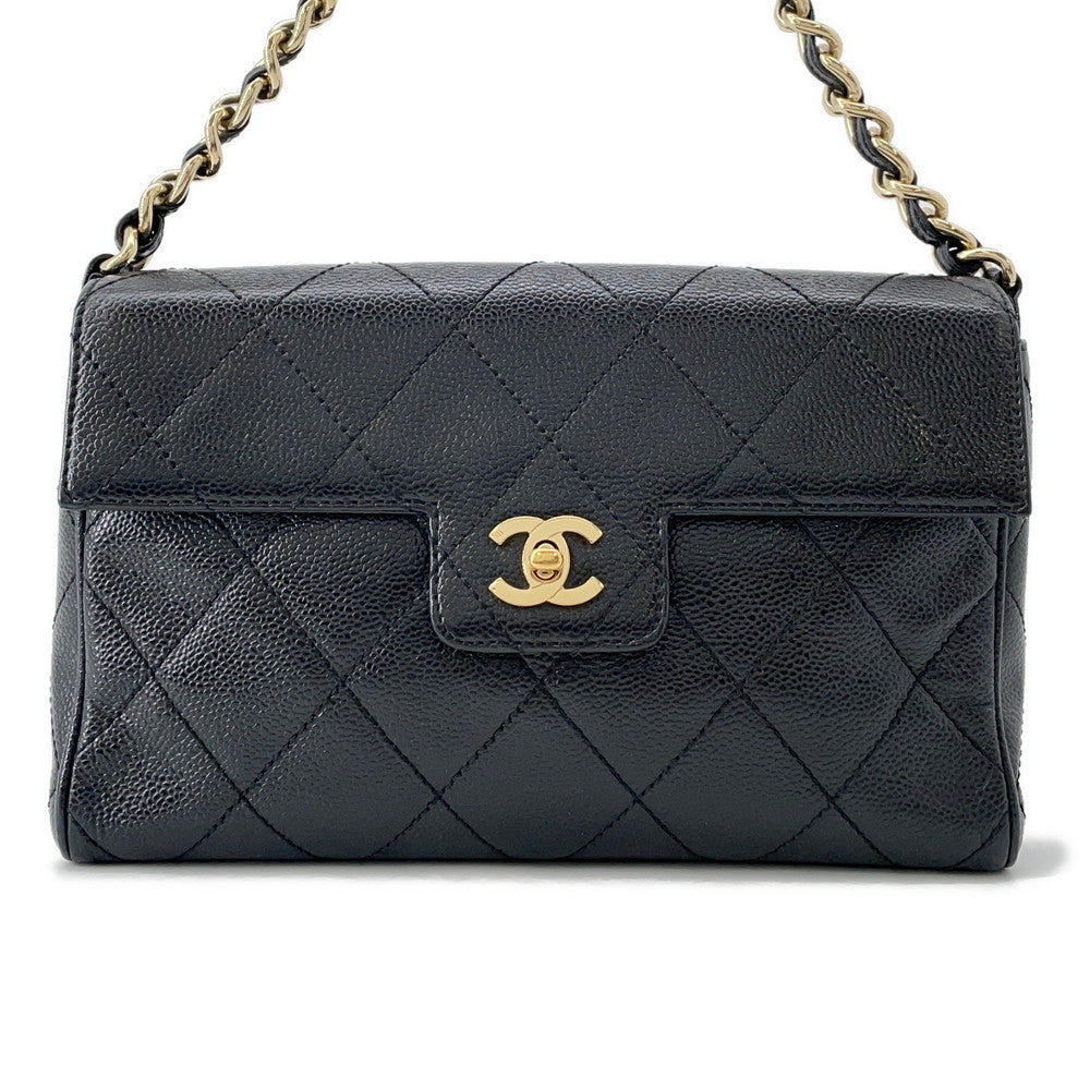 CHANEL one belt Black Caviar Leather