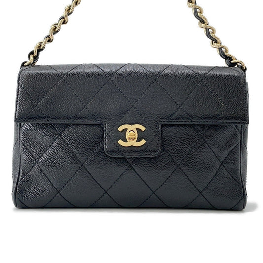 CHANEL one belt Black Caviar Leather