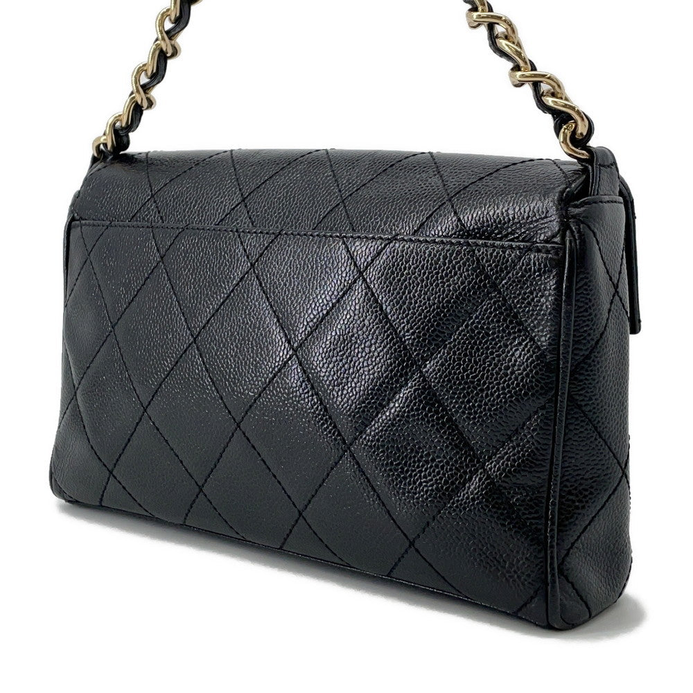 CHANEL one belt Black Caviar Leather