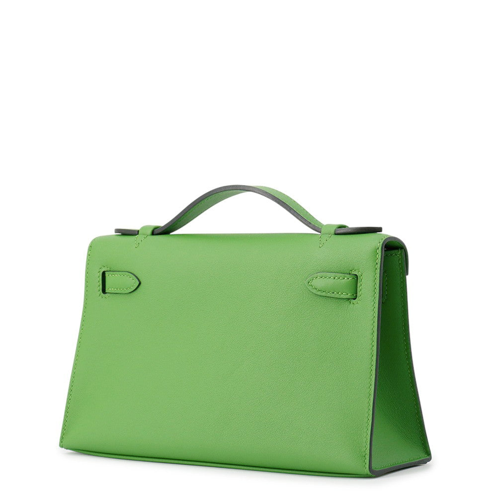 HERMES PochetteKelly Vert Yucca Swift Leather