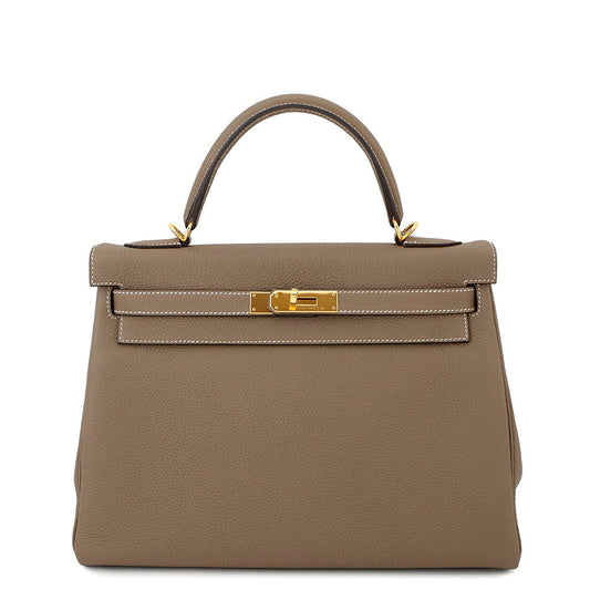 HERMES Kelly Retourne Etoupe Togo Leather Size 32