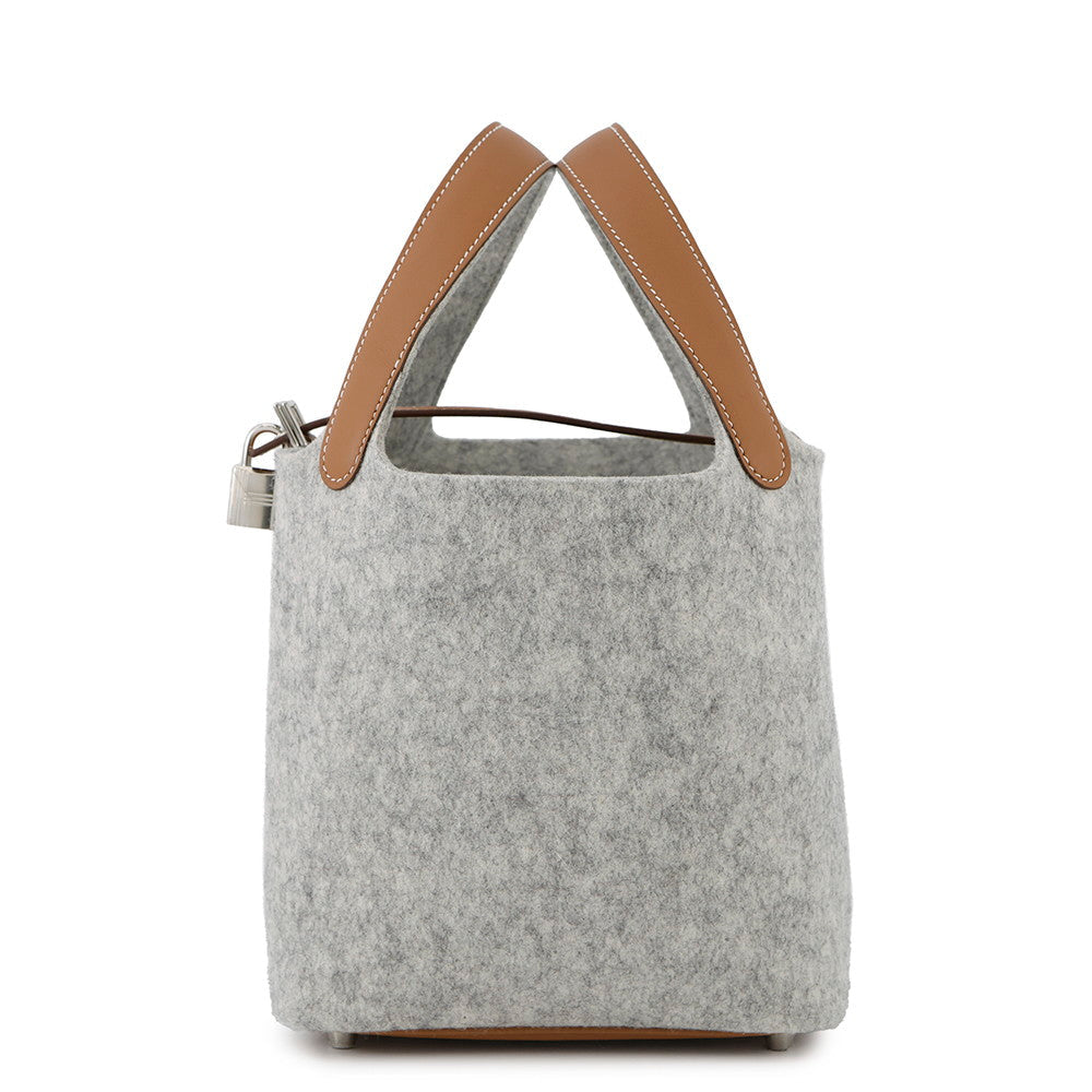 HERMES Picotin Lock Grease Pale/Gold Felt Size PM