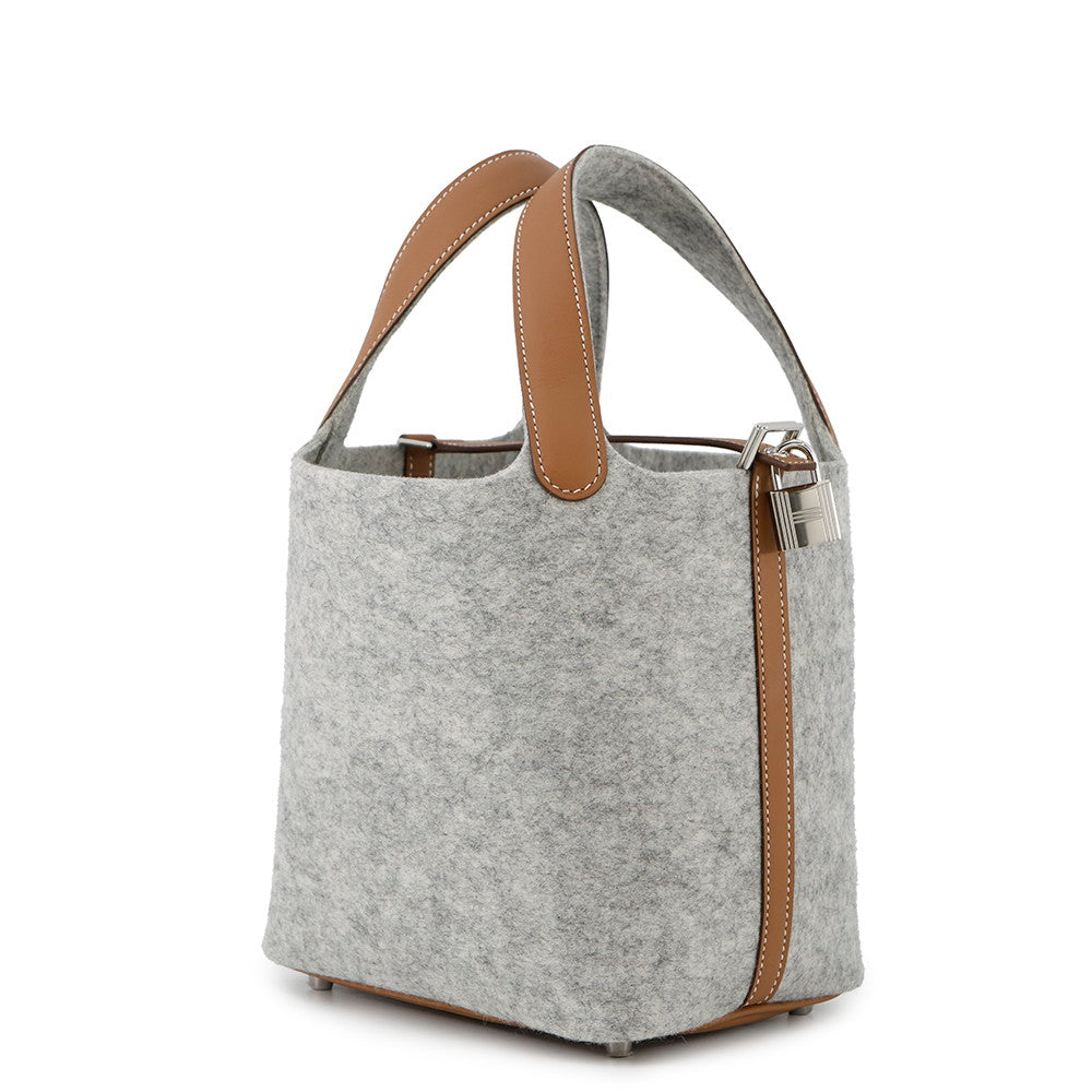 HERMES Picotin Lock Grease Pale/Gold Felt Size PM