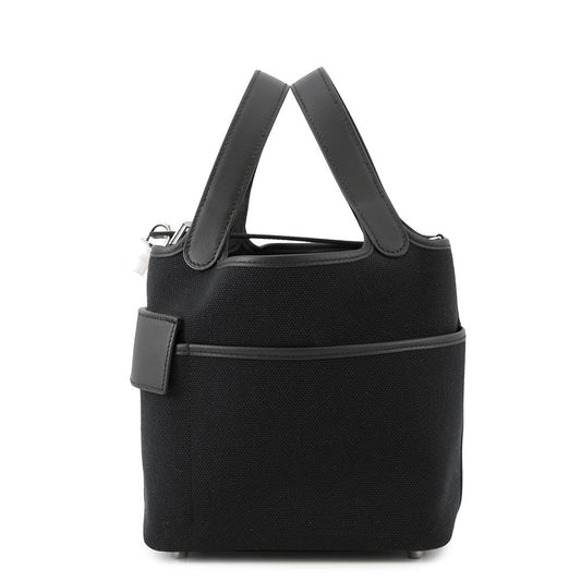 HERMES Picotin Lock Cargo Black Towar Goeran Swift Leather Size PM