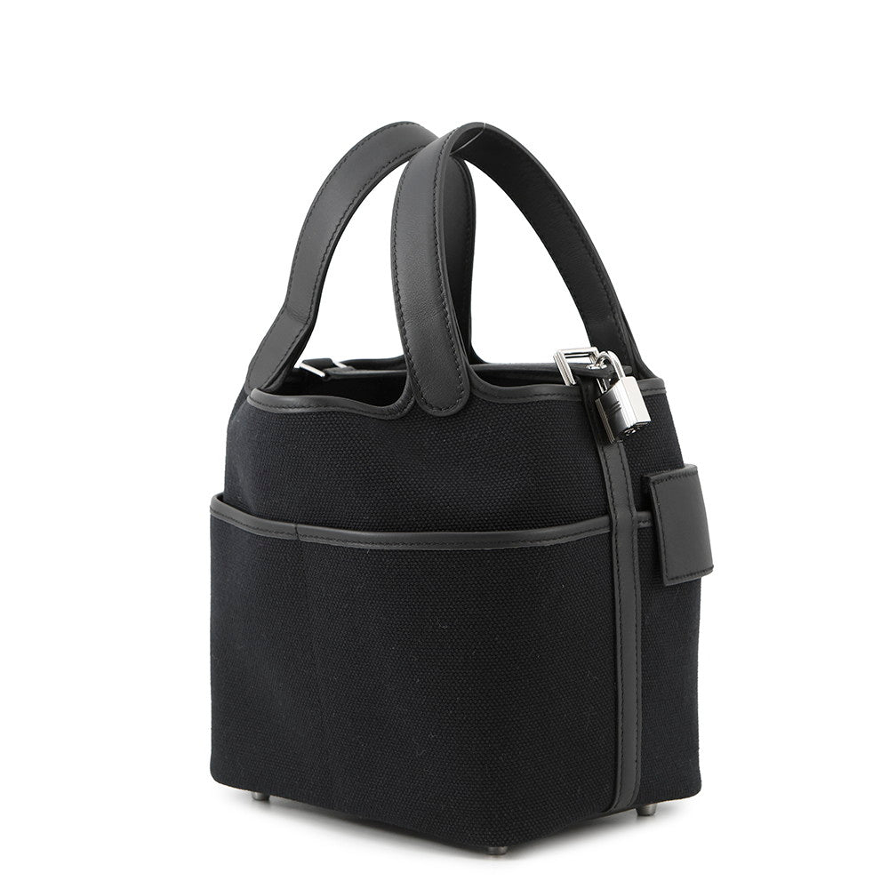 HERMES Picotin Lock Cargo Black Towar Goeran Swift Leather Size PM