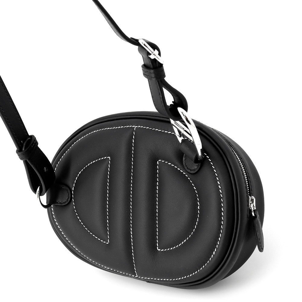 HERMES In the Loop Cross Body Bag Black Swift Leather