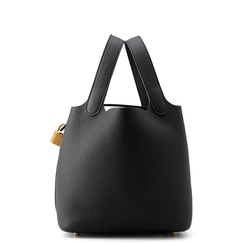 HERMES Picotin Lock Black Taurillon Clemence Size PM