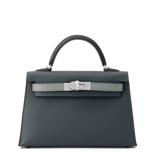 HERMES Mini Kelly 2 Tricolor Vert Mangrove/Vert Almond/Black Epsom