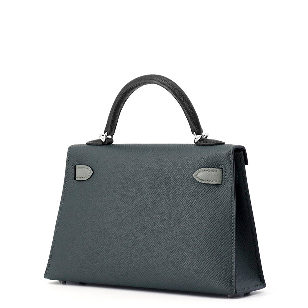 HERMES Mini Kelly 2 Tricolor Vert Mangrove/Vert Almond/Black Epsom