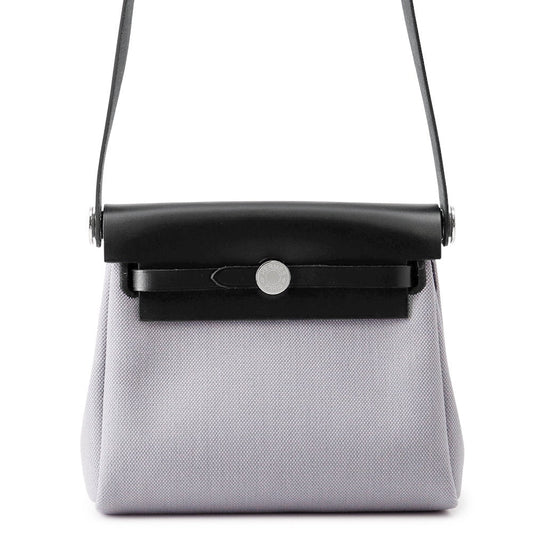 HERMES Herbag zip Black/Green Pantan Toile Military Vache Hunter Leather Size Mini