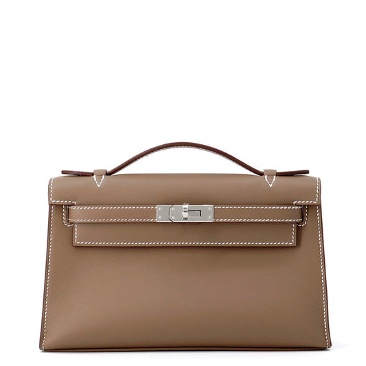 HERMES PochetteKelly Etoupe Swift Leather