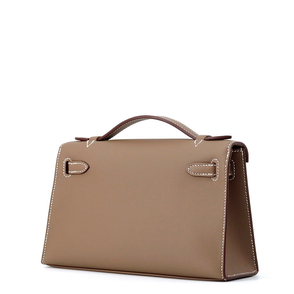 HERMES PochetteKelly Etoupe Swift Leather