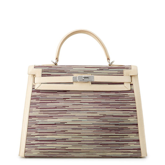HERMES Kelly Beige/Multicolor Vibrato Size 35