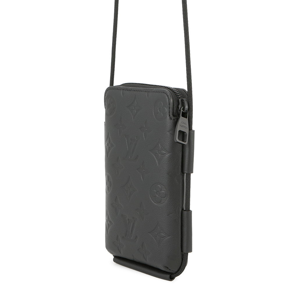 LOUIS VUITTON Lace-up Pouch BlackM12601 Monogram Shadow