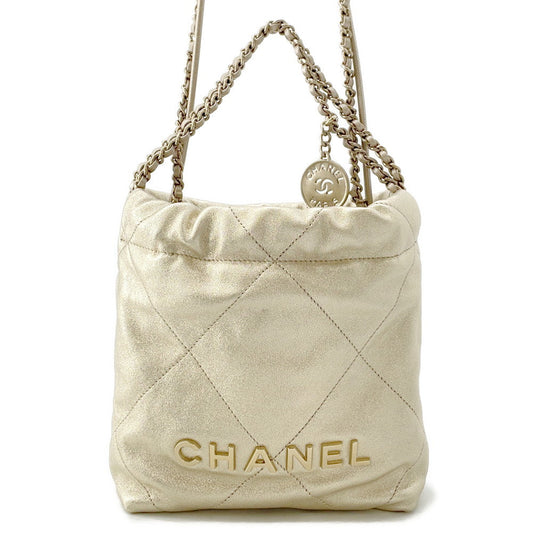 CHANEL CHANEL22 ChainShoulder Bag GoldAS3980 Shiny Calf Leather Size Mini