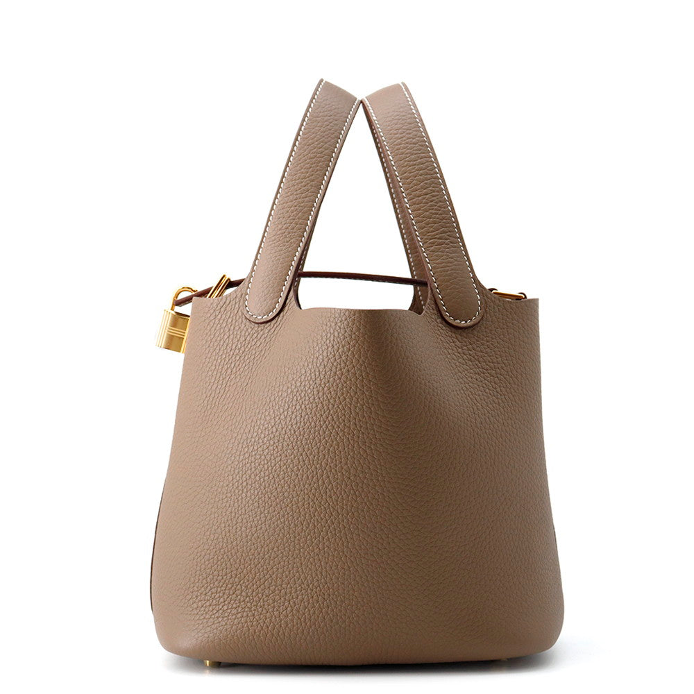 HERMES Picotin Padlock Etoupe Taurillon Clemence Size PM